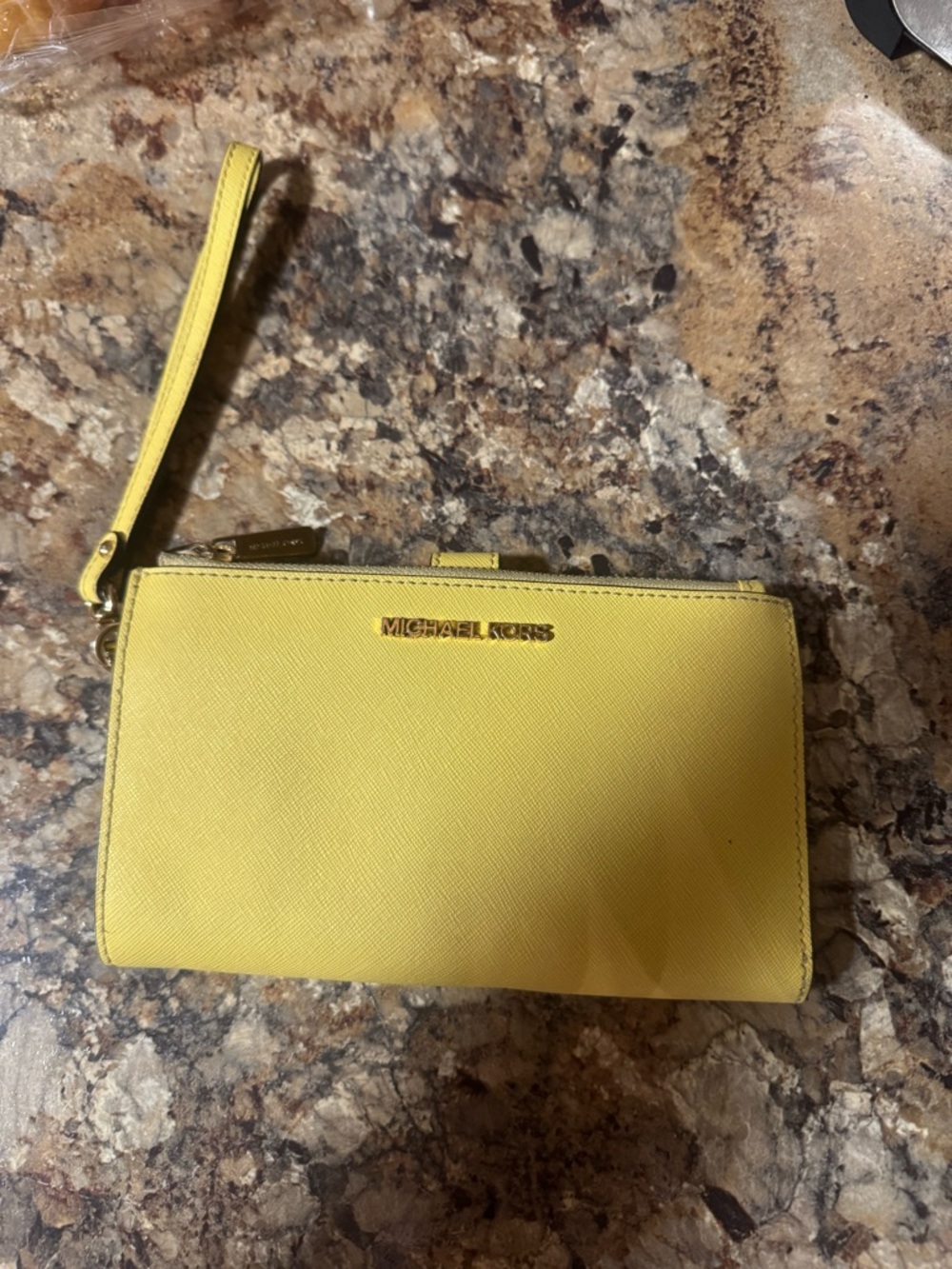 Michael Kors Yellow Saffiano Wristlet Clutch